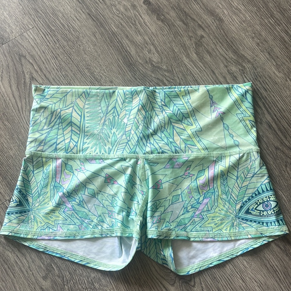 Teeki Green and Purple Athletic Shorts